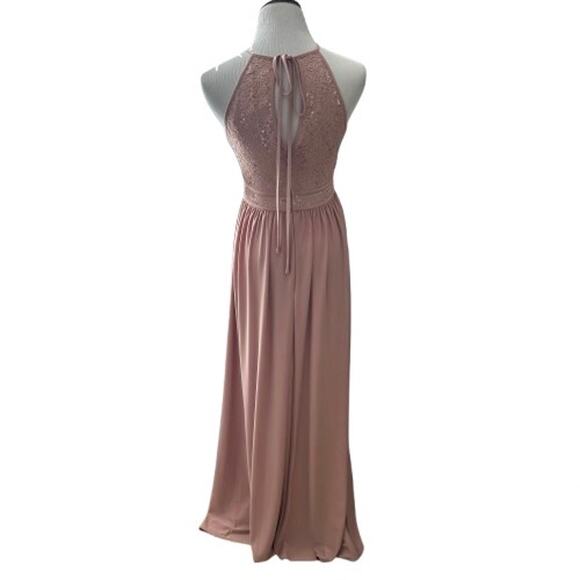 NWT Morgan & Co. Sequined Lace Halter Formal Gown Dress. Size 5/6 (Juniors). - Picture 9 of 11